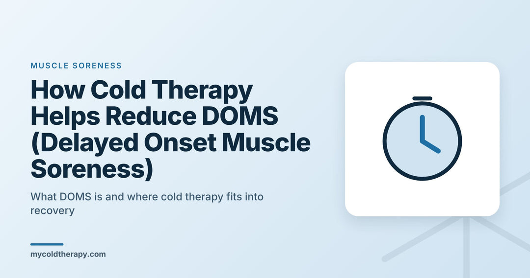 Cold therapy and DOMS (delayed onset muscle soreness): stopwatch graphic from My Cold Therapy