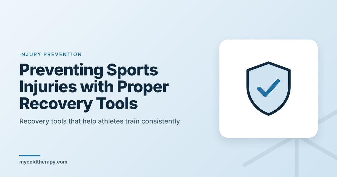 Preventing sports injuries with recovery tools: shield with check mark graphic from My Cold Therapy