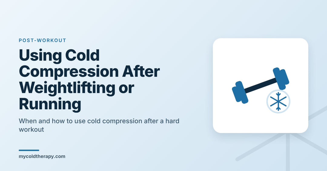 Cold compression after weightlifting or running: dumbbell and snowflake graphic from My Cold Therapy