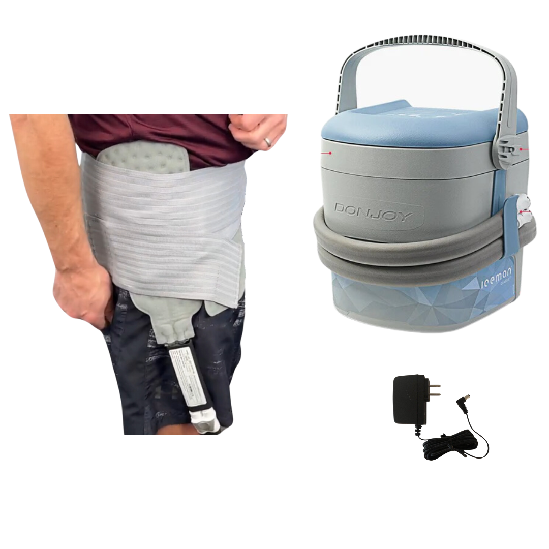 DonJoy Iceman Classic3 cold therapy device with hip pad and power adapter for injury relief