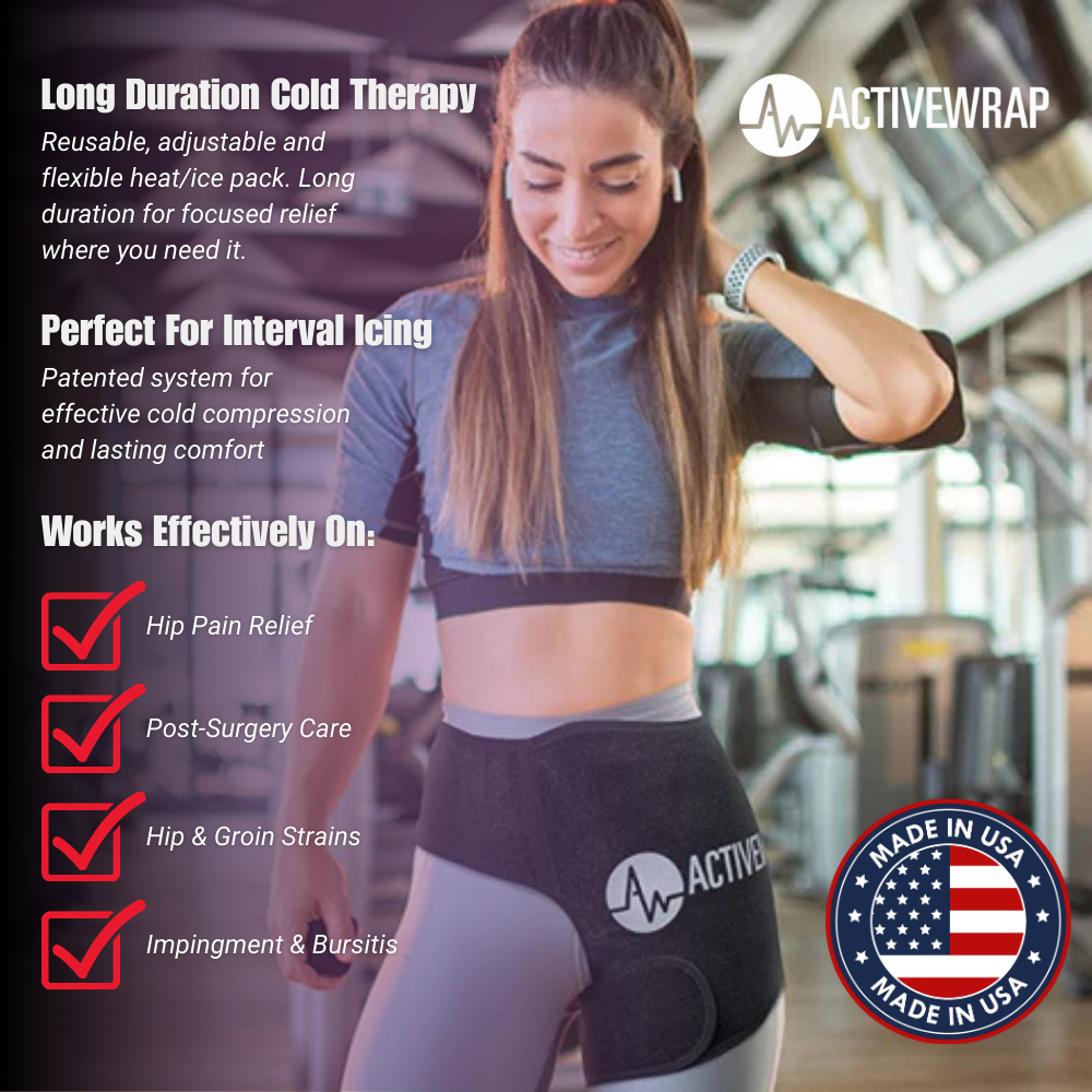 ActiveWrap® Pro 2-4 Hour Hip Ice Wrap W/ One (1) 10"x10" Long Duration Gel Pack - My Cold Therapy 