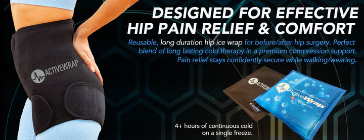 ActiveWrap® Pro 2-4 Hour Hip Ice Wrap W/ One (1) 10"x10" Long Duration Gel Pack - My Cold Therapy 