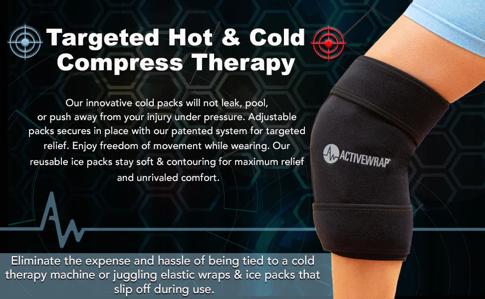 ActiveWrap® Pro 2-4 Hour Knee Ice Wrap & Two (2) Long Duration 7"x10" Cold Pack Inserts - My Cold Therapy 