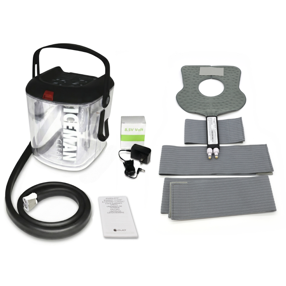 Donjoy® IceMan Clear3 Cooler w/ McGuire Knee Open Patella Pad - 11-0493/11-1268-9 Donjoy® IceMan Clear3 Cooler w/ McGuire Knee Open Patella Pad - Clear3 & One (1) McGuire (Open) Knee Pad 179.99 by My Cold Therapy 