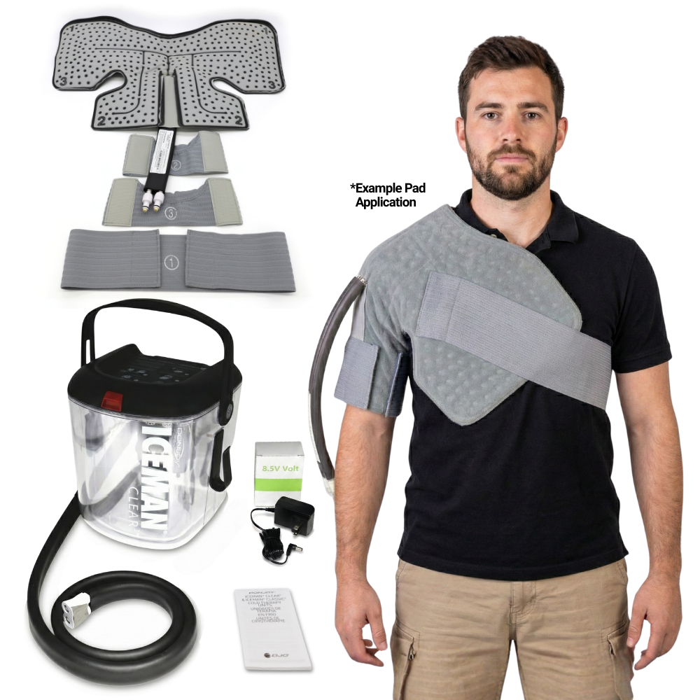 Donjoy® IceMan Clear3 w/ Shoulder Pad Combo - 11-0493/11-1397-9/11-1360-9 Donjoy® IceMan Clear3 w/ Shoulder Pad Combo - Clear3 & One (1) Shoulder Pad - Small 183.99 by My Cold Therapy 