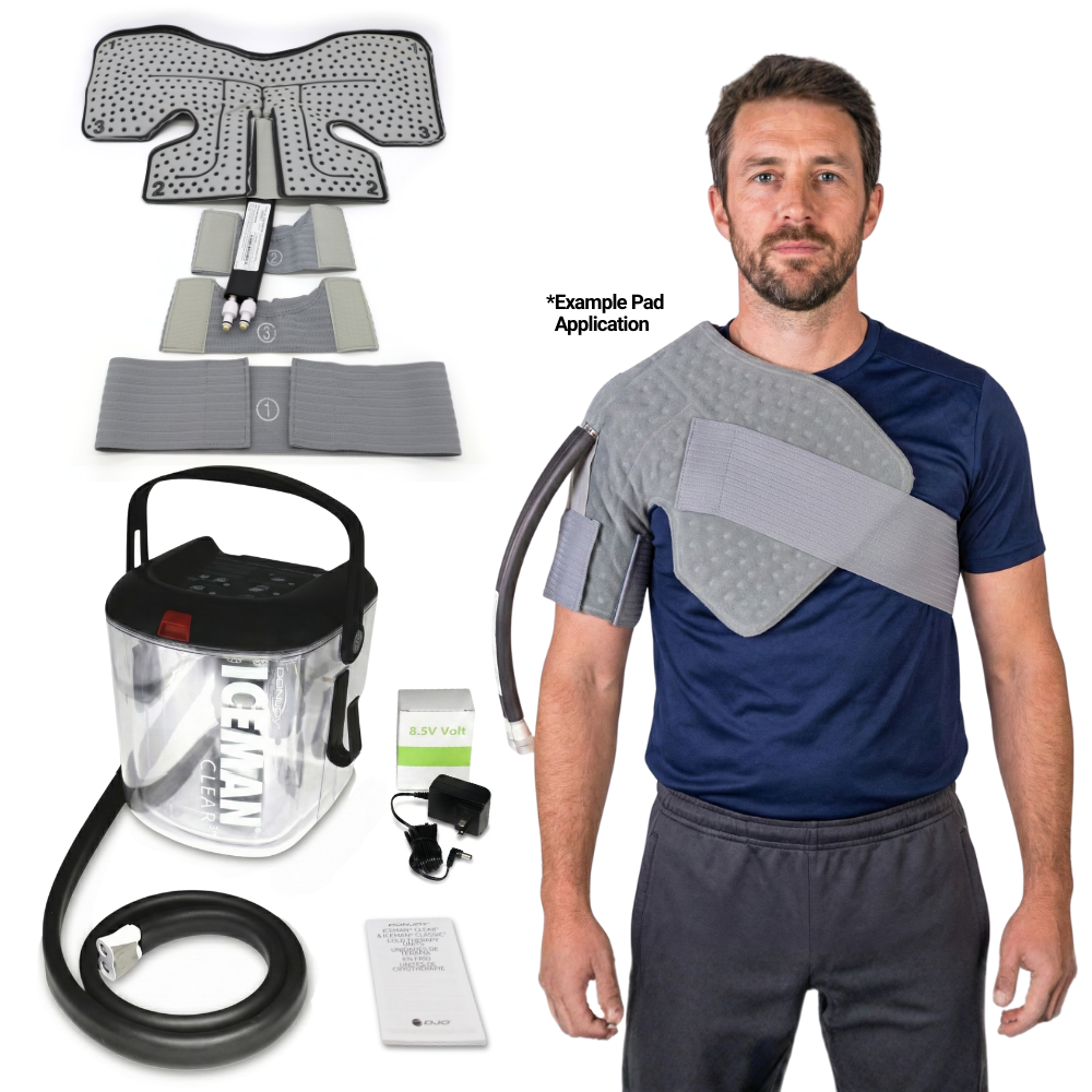 Donjoy® IceMan Clear3 w/ Shoulder Pad Combo - 11-0493/11-1334-9/11-1360-9 Donjoy® IceMan Clear3 w/ Shoulder Pad Combo - Clear3 & One (1) Shoulder Pad - Regular 183.99 by My Cold Therapy 