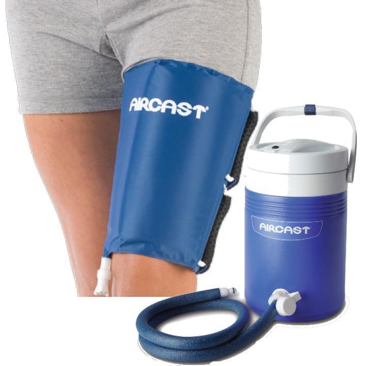 Purchase Aircast Thigh Cryo Cuff + Cooler, a portable cold-water compression therapy system that helps minimize inflammation, swelling and joint pain for at-home compression therapy.
